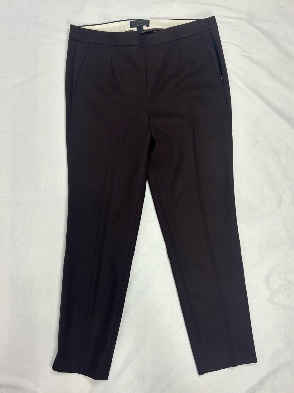 J.Crew Martie Pants Women's Size 4 Brown Wool Blend Slim Cropped Dress Trousers